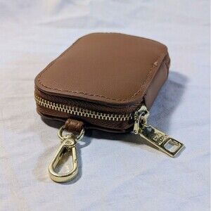 Steve Madden brown faux leather key Pouch Coin Purse Earbud Case